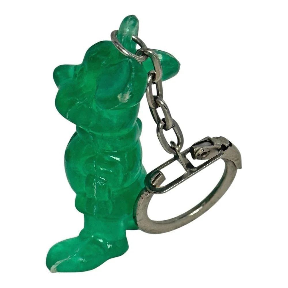 VTG 1980s Green Acrylic Mouse Keychain Chuck E Cheese or Topo Gigio Hong Kong